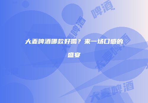 大麦啤酒哪款好喝？来一场口感的盛宴