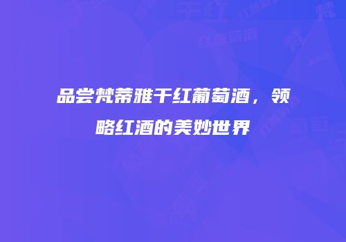 品尝梵蒂雅干红葡萄酒，领略红酒的美妙世界