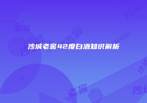 沙城老窖42度白酒知识解析