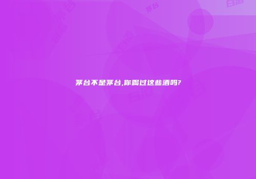茅台不是茅台,你喝过这些酒吗?