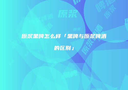 原浆黑啤怎么样「黑啤与原浆啤酒的区别」