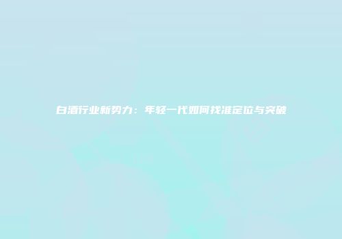 白酒行业新势力：年轻一代如何找准定位与突破