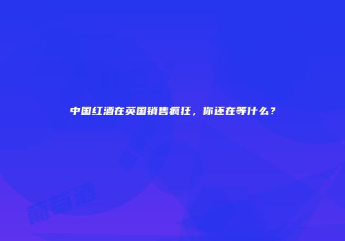 中国红酒在英国销售疯狂，你还在等什么？