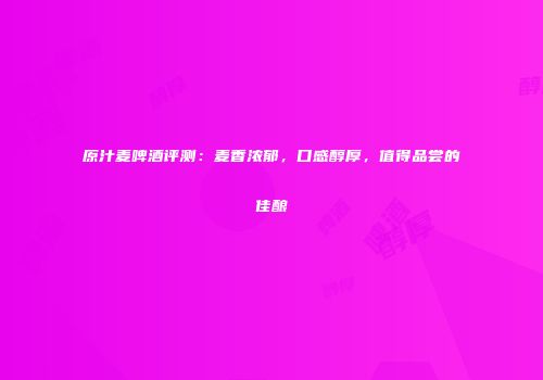 原汁麦啤酒评测：麦香浓郁，口感醇厚，值得品尝的佳酿