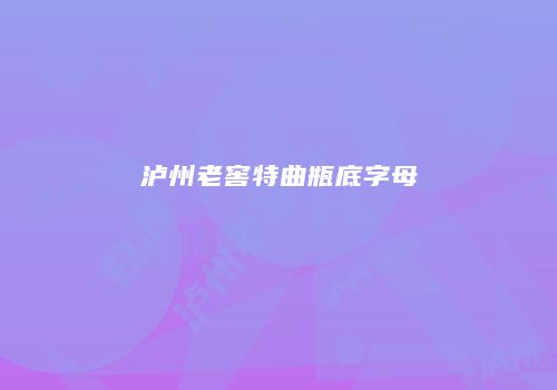 泸州老窖特曲瓶底字母