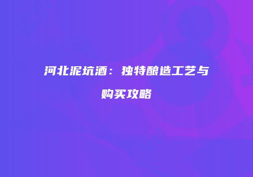 河北泥坑酒：独特酿造工艺与购买攻略