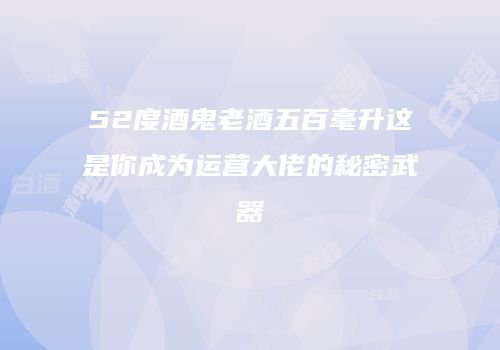 52度酒鬼老酒五百毫升这是你成为运营大佬的秘密武器