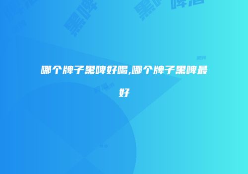 哪个牌子黑啤好喝,哪个牌子黑啤最好