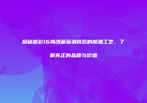 探秘首彩16梅洛葡萄酒背后的酿酒工艺，了解真正的品质与价值