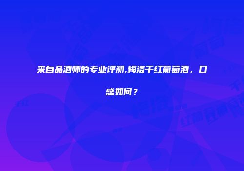 来自品酒师的专业评测,梅洛干红葡萄酒，口感如何？