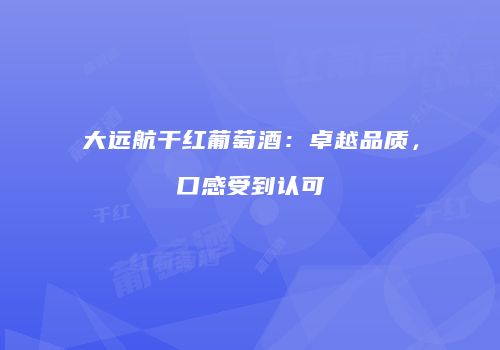 大远航干红葡萄酒：卓越品质，口感受到认可