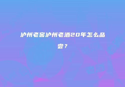 泸州老窖泸州老酒20年怎么品尝？