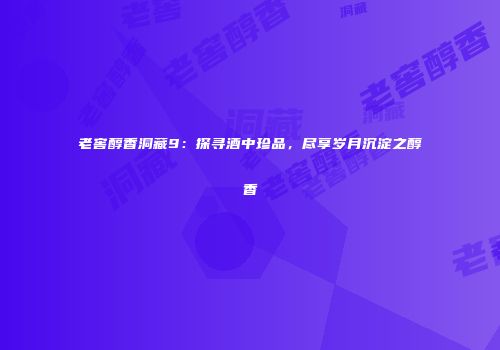 老窖醇香洞藏9：探寻酒中珍品，尽享岁月沉淀之醇香