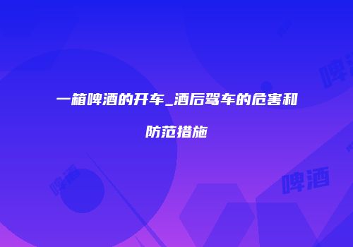 一箱啤酒的开车_酒后驾车的危害和防范措施