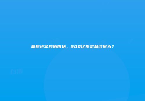 联想进军白酒市场，500亿投资意欲何为？