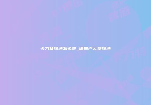 卡力特啤酒怎么样_德国卢云堡啤酒
