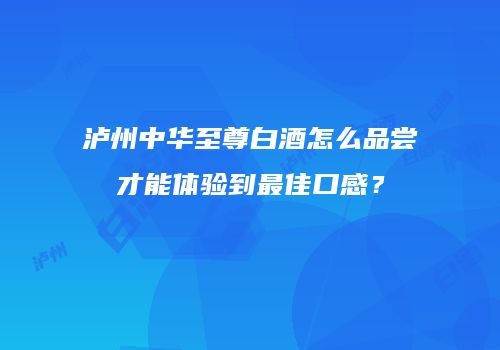 泸州中华至尊白酒怎么品尝才能体验到最佳口感？