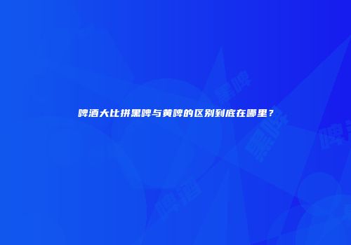 啤酒大比拼黑啤与黄啤的区别到底在哪里？