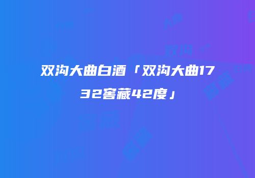 双沟大曲白酒「双沟大曲1732窖藏42度」