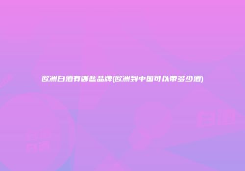 欧洲白酒有哪些品牌(欧洲到中国可以带多少酒)