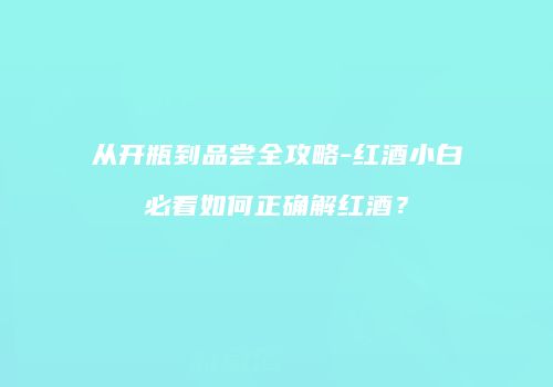 从开瓶到品尝全攻略-红酒小白必看如何正确解红酒？