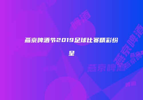 燕京啤酒节2019足球比赛精彩纷呈