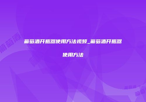 葡萄酒开瓶器使用方法视频_葡萄酒开瓶器使用方法