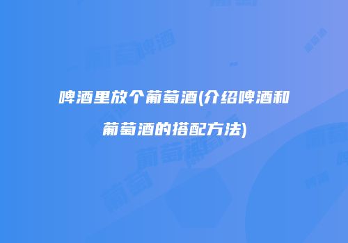 啤酒里放个葡萄酒(介绍啤酒和葡萄酒的搭配方法)