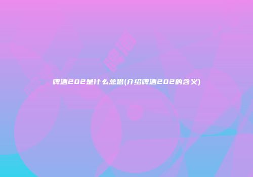 啤酒202是什么意思(介绍啤酒202的含义)