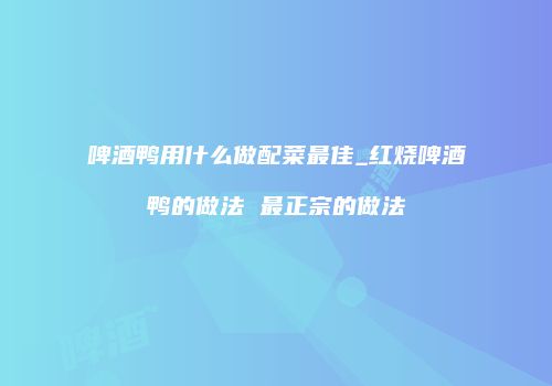 啤酒鸭用什么做配菜最佳_红烧啤酒鸭的做法 最正宗的做法