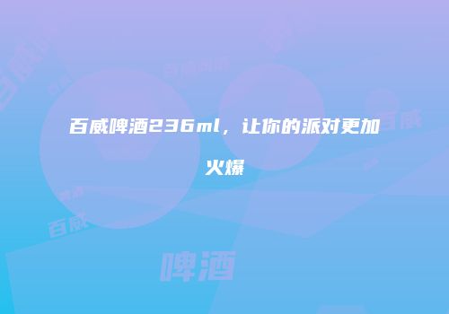 百威啤酒236ml，让你的派对更加火爆