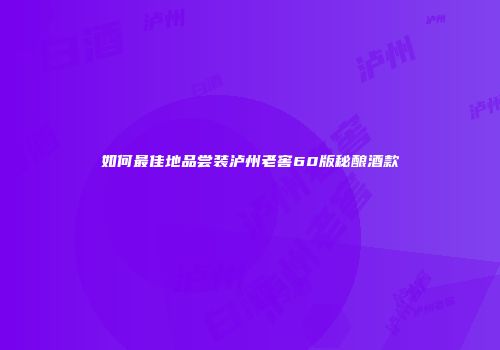 如何最佳地品尝装泸州老窖60版秘酿酒款