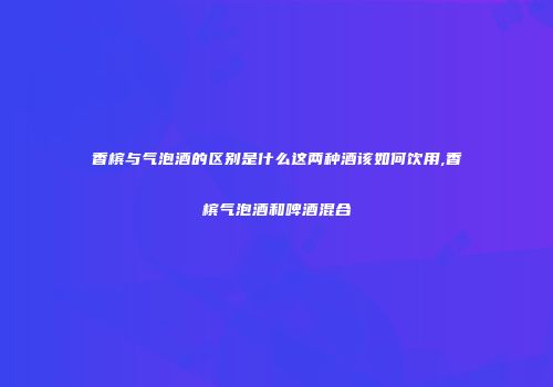 香槟与气泡酒的区别是什么这两种酒该如何饮用,香槟气泡酒和啤酒混合