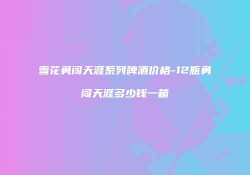 雪花勇闯天涯系列啤酒价格-12瓶勇闯天涯多少钱一箱