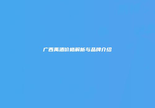 广西禹酒价格解析与品牌介绍