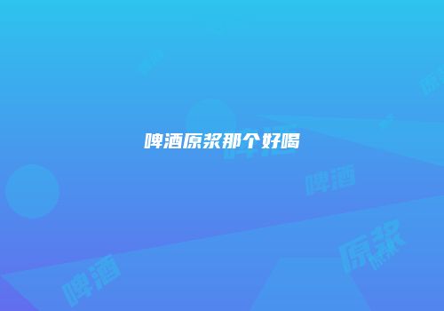 啤酒原浆那个好喝