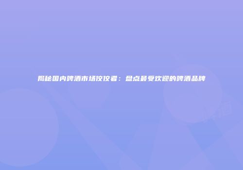 揭秘国内啤酒市场佼佼者：盘点最受欢迎的啤酒品牌