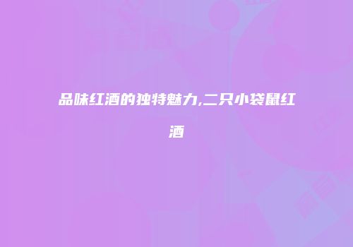品味红酒的独特魅力,二只小袋鼠红酒
