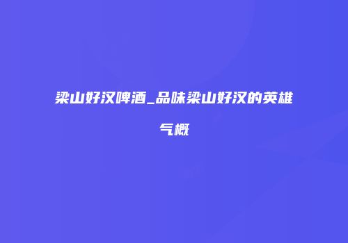 梁山好汉啤酒_品味梁山好汉的英雄气概