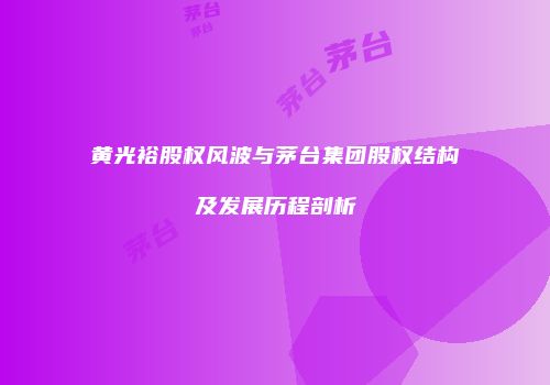 黄光裕股权风波与茅台集团股权结构及发展历程剖析