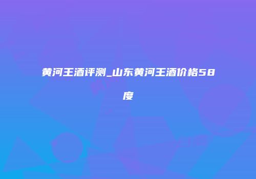 黄河王酒评测_山东黄河王酒价格58度