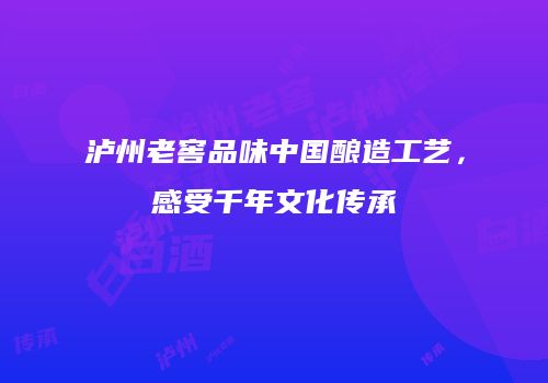 泸州老窖品味中国酿造工艺，感受千年文化传承