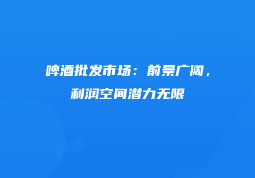 啤酒批发市场：前景广阔，利润空间潜力无限