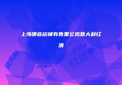 上海哪些店铺有售黑公鸡意大利红酒