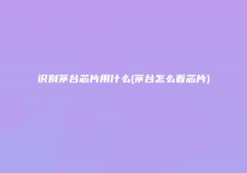 识别茅台芯片用什么(茅台怎么看芯片)