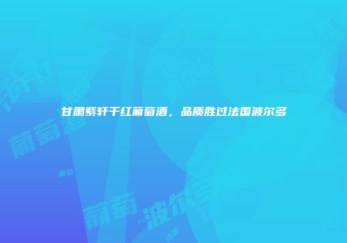 甘肃紫轩干红葡萄酒，品质胜过法国波尔多