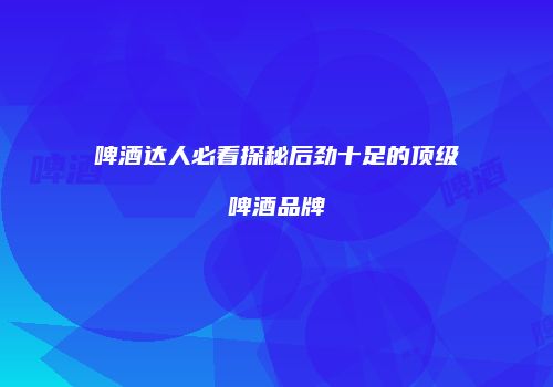 啤酒达人必看探秘后劲十足的顶级啤酒品牌