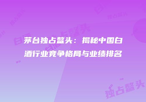 茅台独占鳌头：揭秘中国白酒行业竞争格局与业绩排名