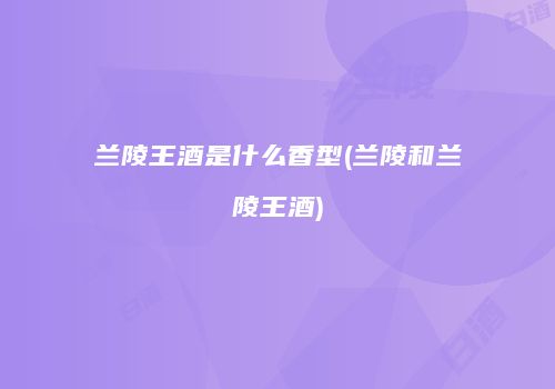 兰陵王酒是什么香型(兰陵和兰陵王酒)