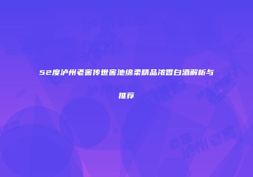 52度泸州老窖传世窖池绵柔精品浓香白酒解析与推荐